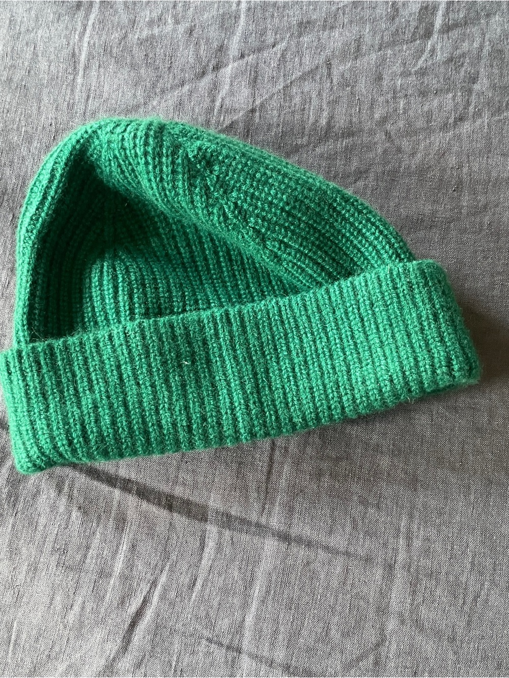 Quince Green Cashmere Knit Beanie Hat